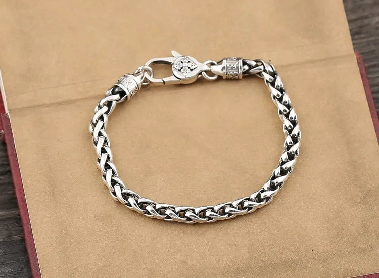 5MM New 2022 Trendy 100% S925 Sterling Silver Jewelry Buddhism Six-Character Mantra Vajra Hemp Rope Man and Woman Necklace