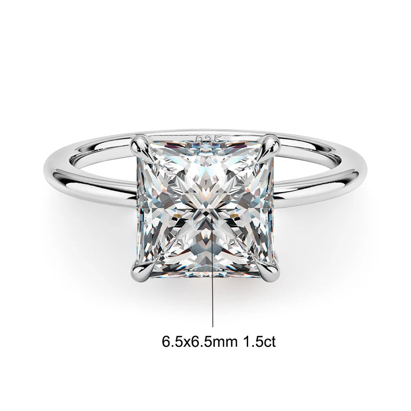 5mm Princess Cut Moissanite Ring s925 Sterling Sliver Plated with 18k Yellow Gold Eternity Band Wedding Rings For Women