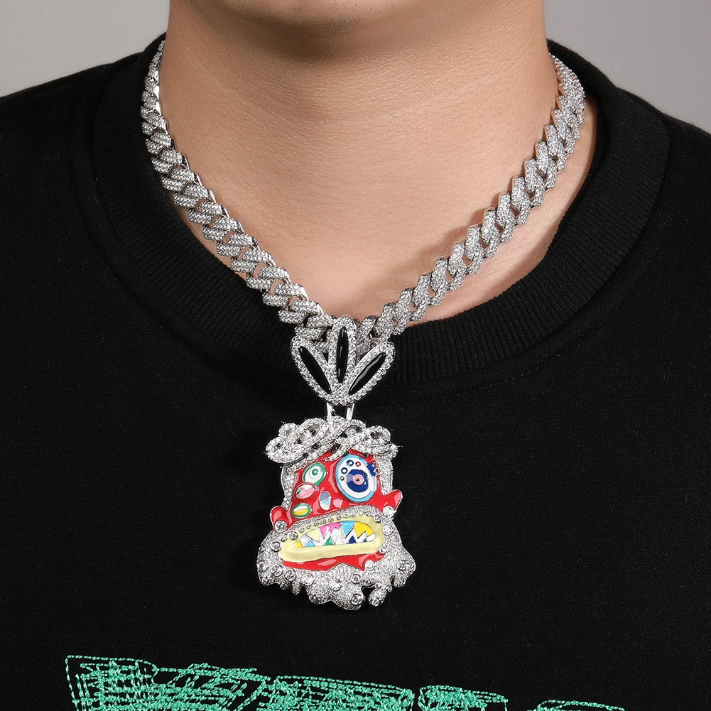 Uwin Melted Utopia Dream Pendant Colorful Enamel Dripping Oil Cartoon Necklaces For Man Hip Hop Jewelry