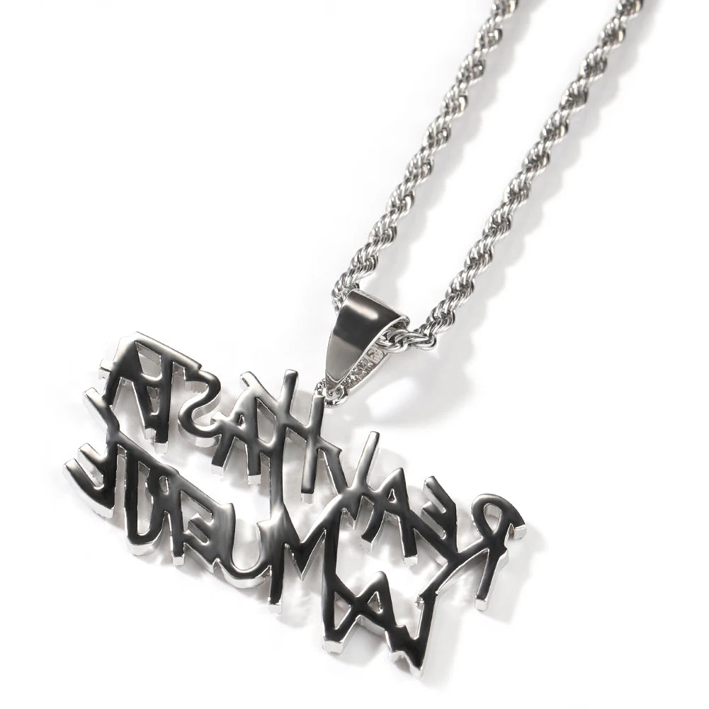Uwin Rapper Anuel AA Real Hasta La Muerte Pendant CZ Necklaces For Women Man Hip Hop Jewelry