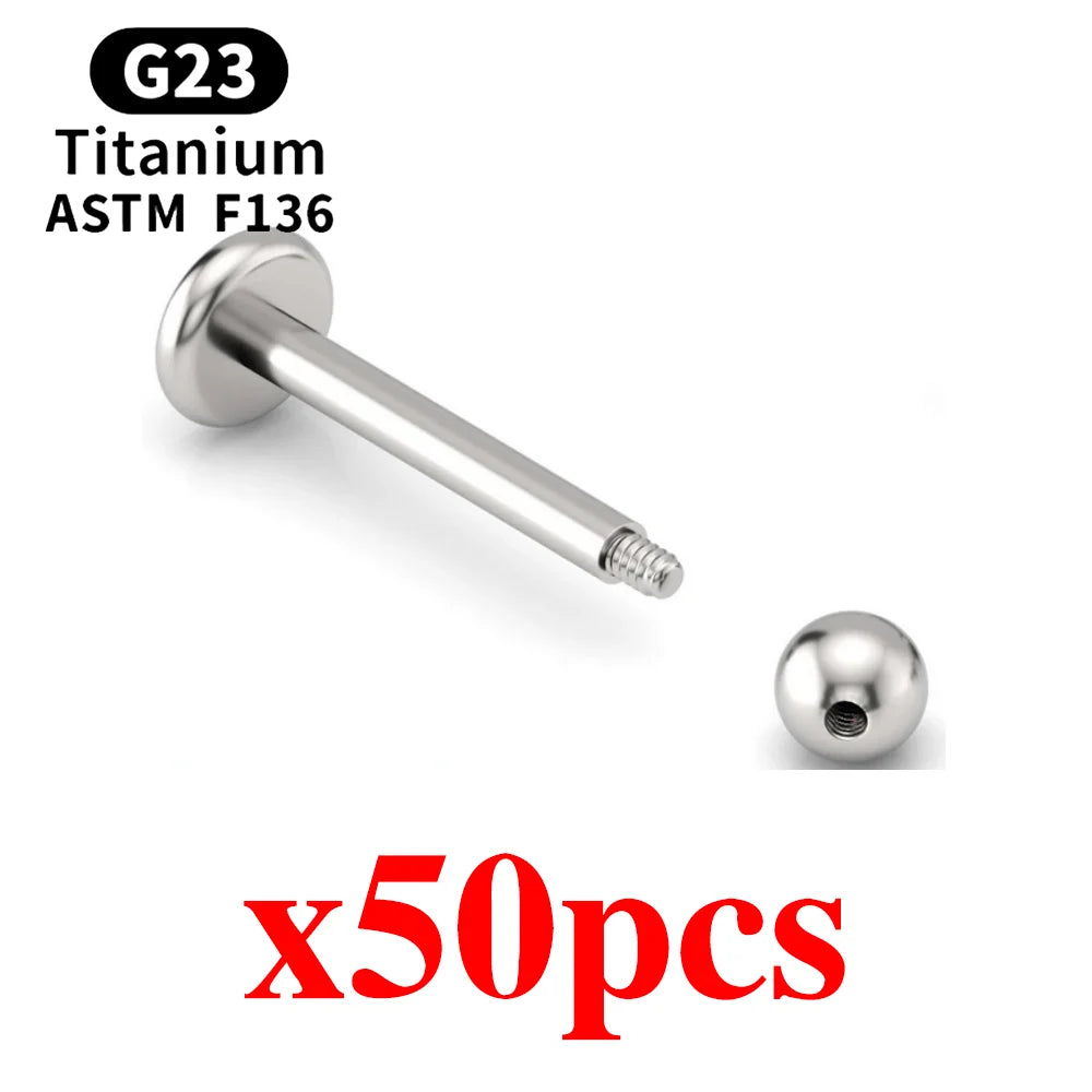 10pcs G23 Titanium Internal and external threads Labret Eyebrow Lip Stud Piercing Tragus Cartilage Conch Helix Rook Nose Studs