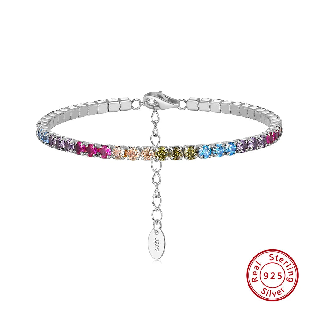 ORSA JEWELS 925 Sterling Silver Brilliant Tennis Bracelet 3.0mm Bezel Setting CZ for WomenChain Bracelet Luxury Jewelry SB192