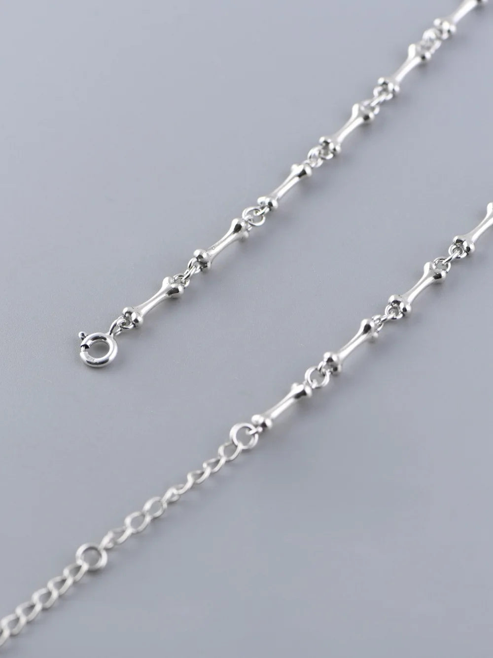 BOCAI 100% Real S925 Silver Jewelry Retro Creative Design Trendy Punk Skull Stick Bone Necklace for Woman