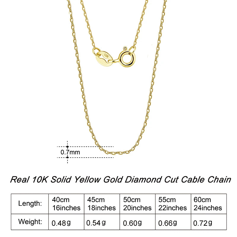 ORSA JEWELS Real 10K Solid Yellow/White/Rose Gold 0.7mm Diamond Cut Cable Chain Necklace for Women AU417 Neck Chain Jewelry FC01