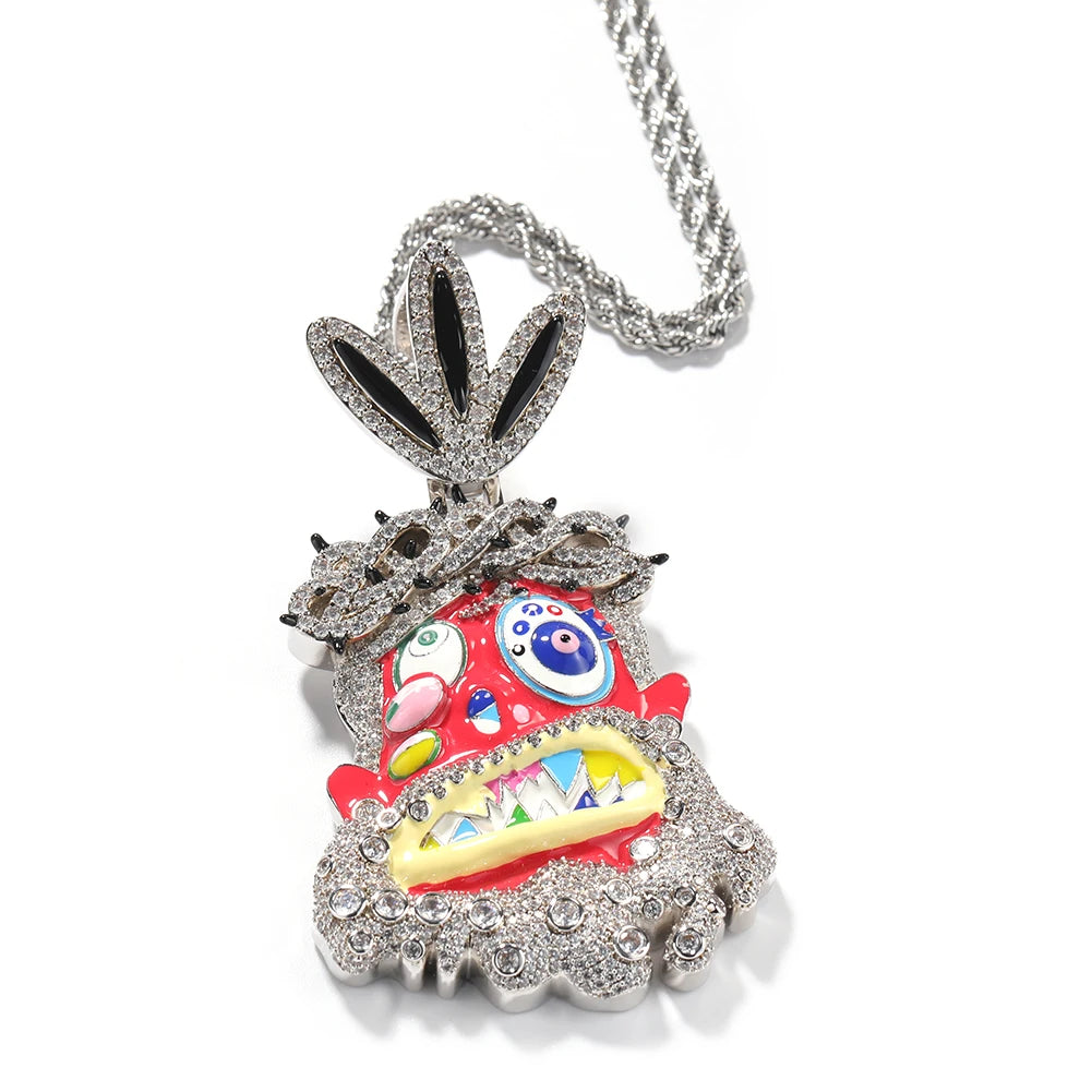 Uwin Melted Utopia Dream Pendant Colorful Enamel Dripping Oil Cartoon Necklaces For Man Hip Hop Jewelry