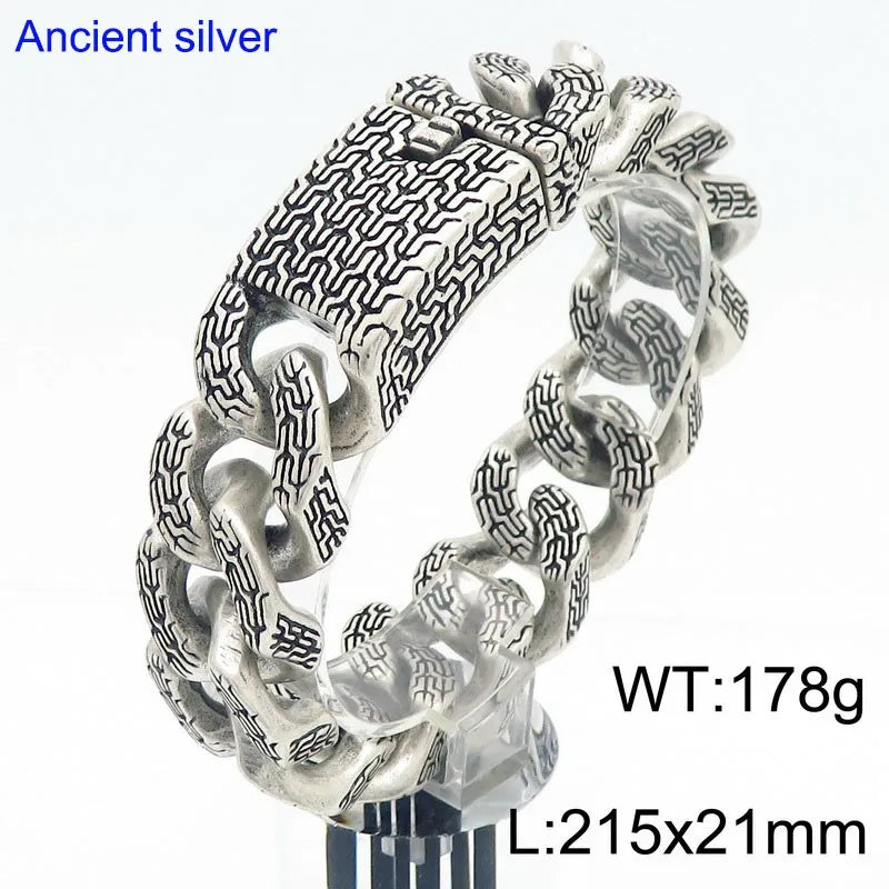 31/21MM Wide High Quality Thick Bracelet Choker Men Punk Stainless Steel Wheel Bracelet Domineering Personality Charm Jewelry