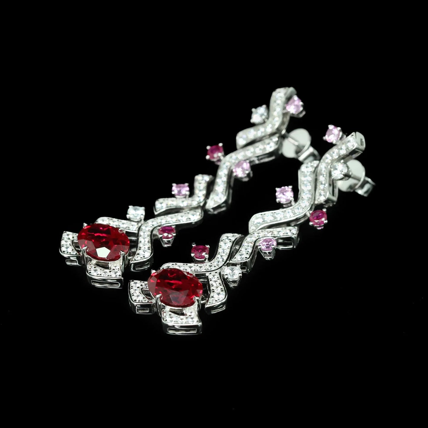 WUIHA Vintage 925 Sterling Silver Lab Sapphire High Carbon Diamond Ruby Wedding Engagement Drop Dangle Earrings Fine Jewelry