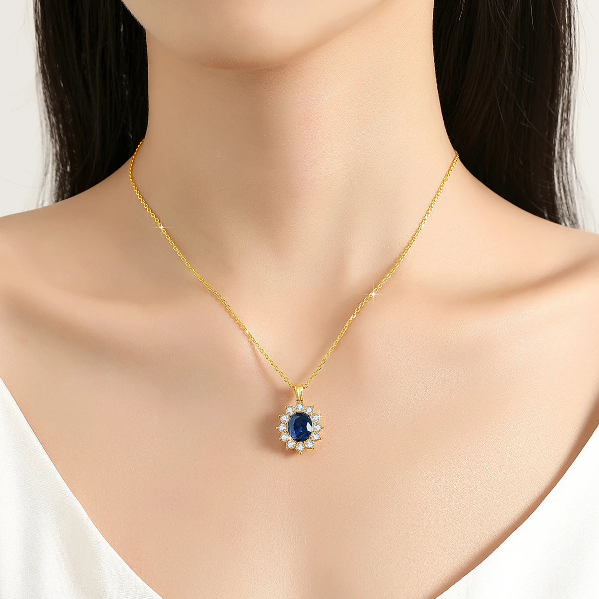 Princess Diana Same Pendant 18K Gold Necklaces Anniversary Valentine's Day Gift High Jewelry for Women