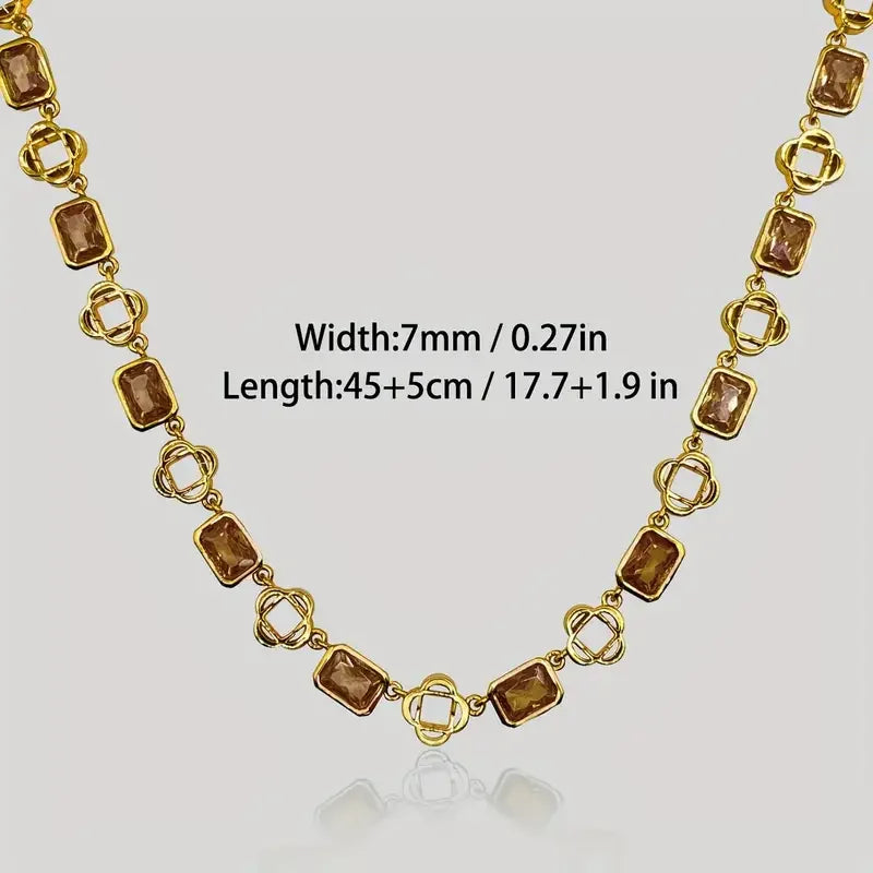 7MM Colourful Zirconia Necklace Iced Out Gemstone Chain For Men And Women Hip Hop Jewelry Ideal Choice for Father's Day Gifts