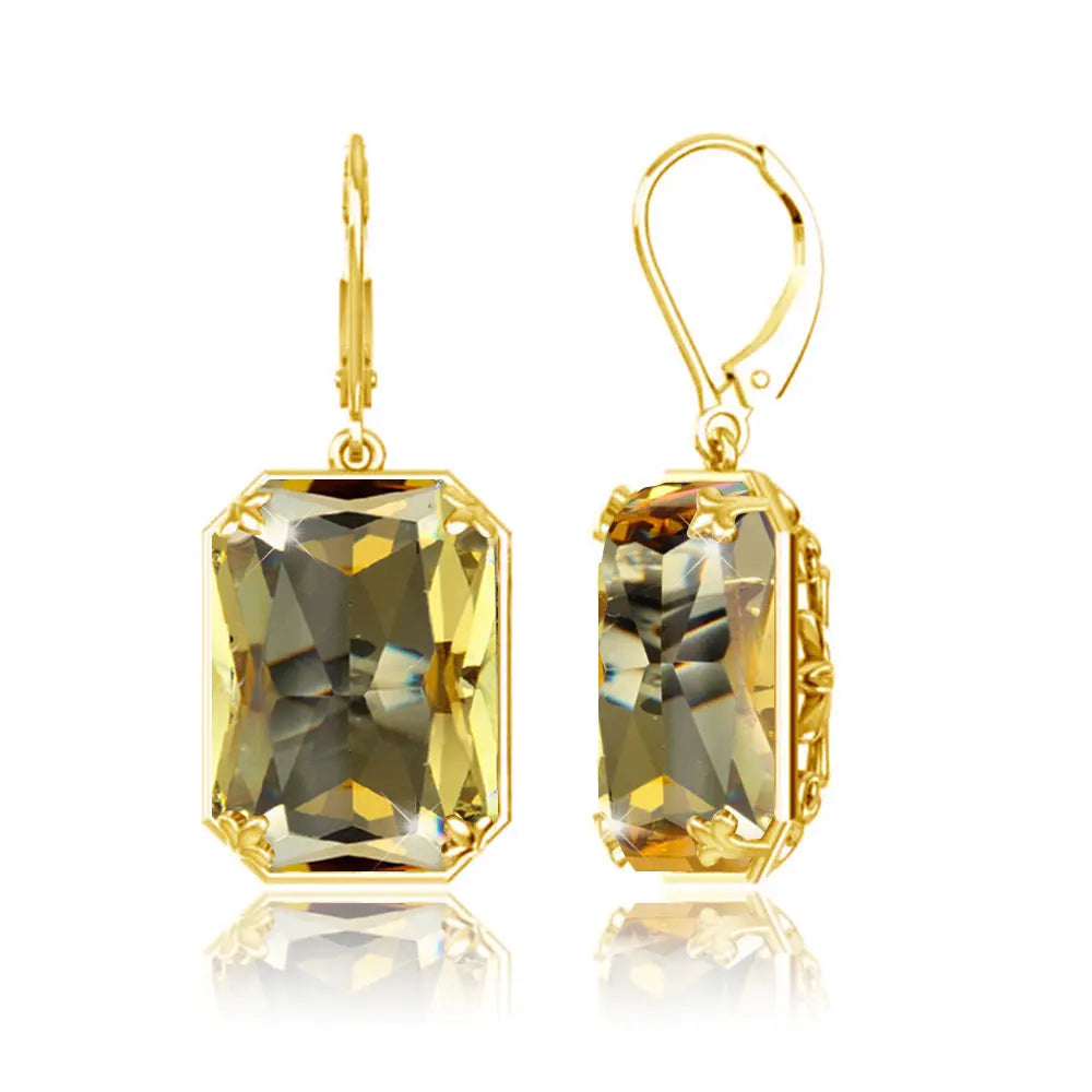 Real Silver 925 Earring For Women Trend Aquamarine Earrings Gold Plated Anniversary Party Banquet Luxury Fine Jewelry Accessorie