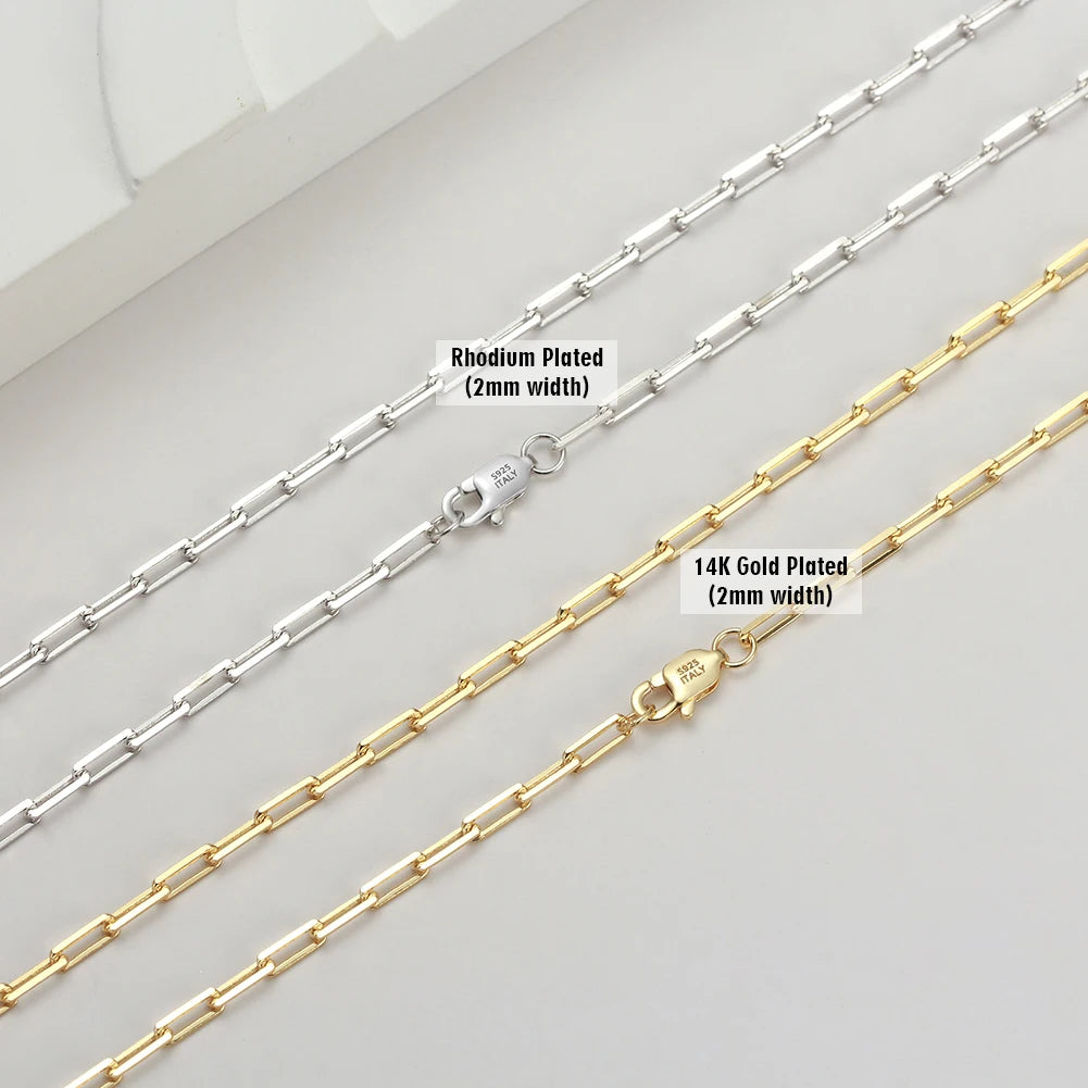 ORSA JEWELS Genuine 925 Sterling Silver Paperclip Neck Chain 6/9.3/12mm Basic Link Chain Necklace for Men Women Jewelry SC39