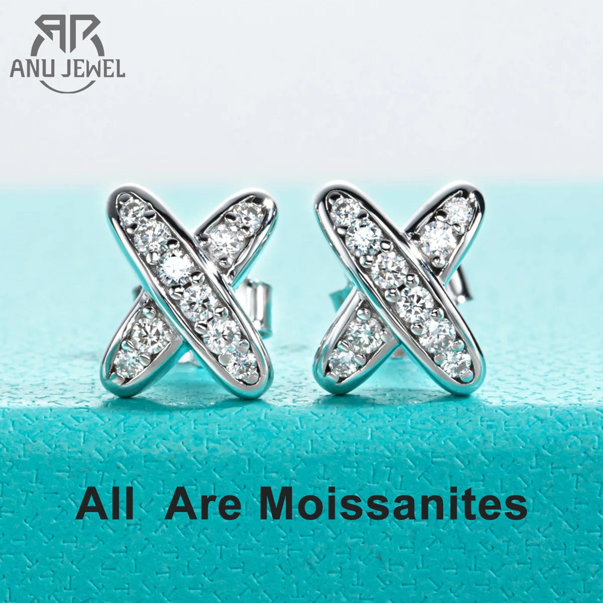 AnuJewel Moissanite Diamond Earrings 925 Sterling Silver D Color VVS1 Moissanite Classic Cross Stud Earrings For Woman Jewelry