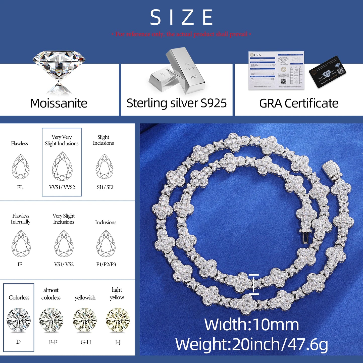 2pcs 925 Sterling Silver Star Round Cross Moissanite Tennis Chain Necklace For Women Men Couple Hip Hop Jewelry For Christmas
