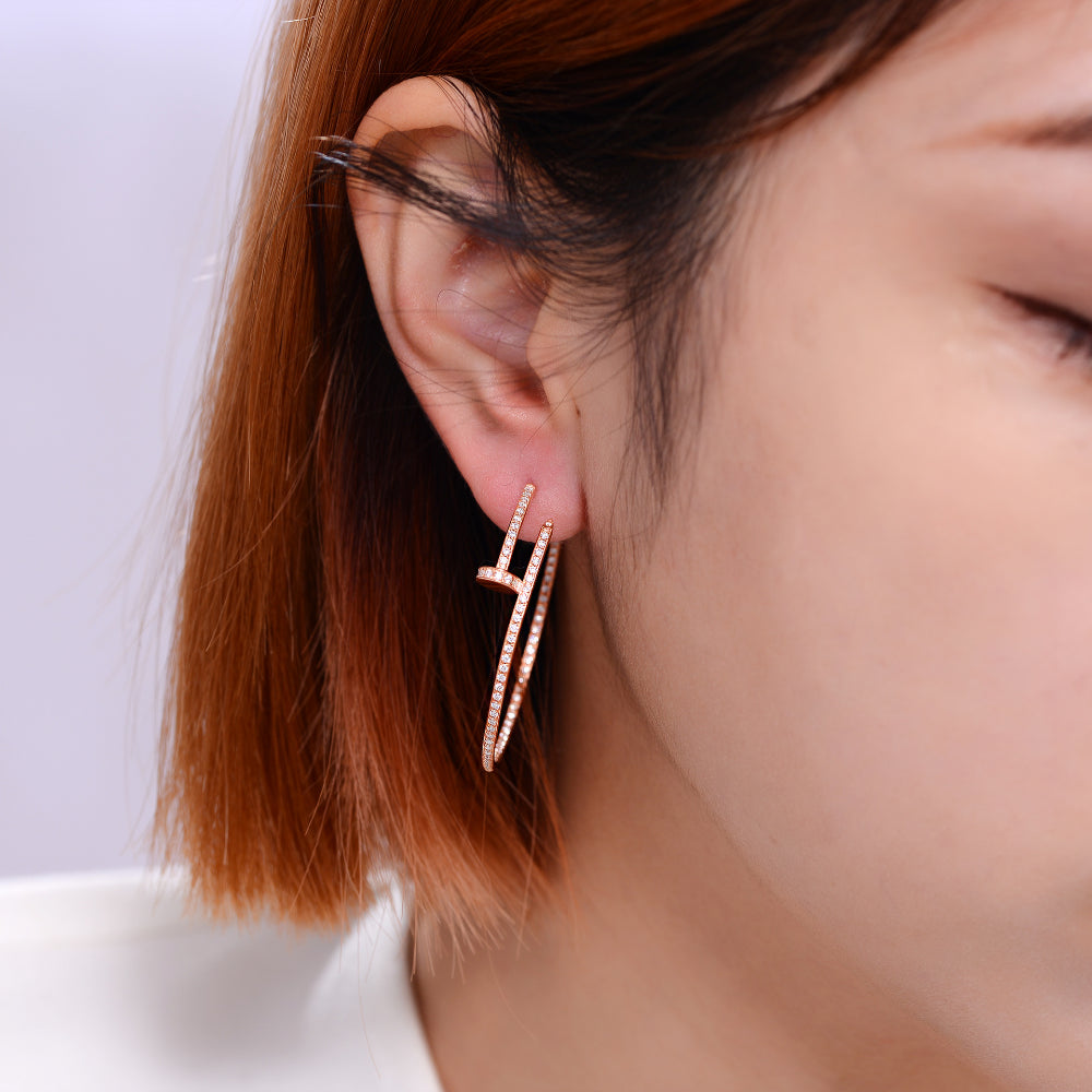 2025 New Moissanite Earrings 18K White Gold Plated Real 925 Sterling Silver Hoop Earrings for Women D Color VVS1 Fine Jewelry