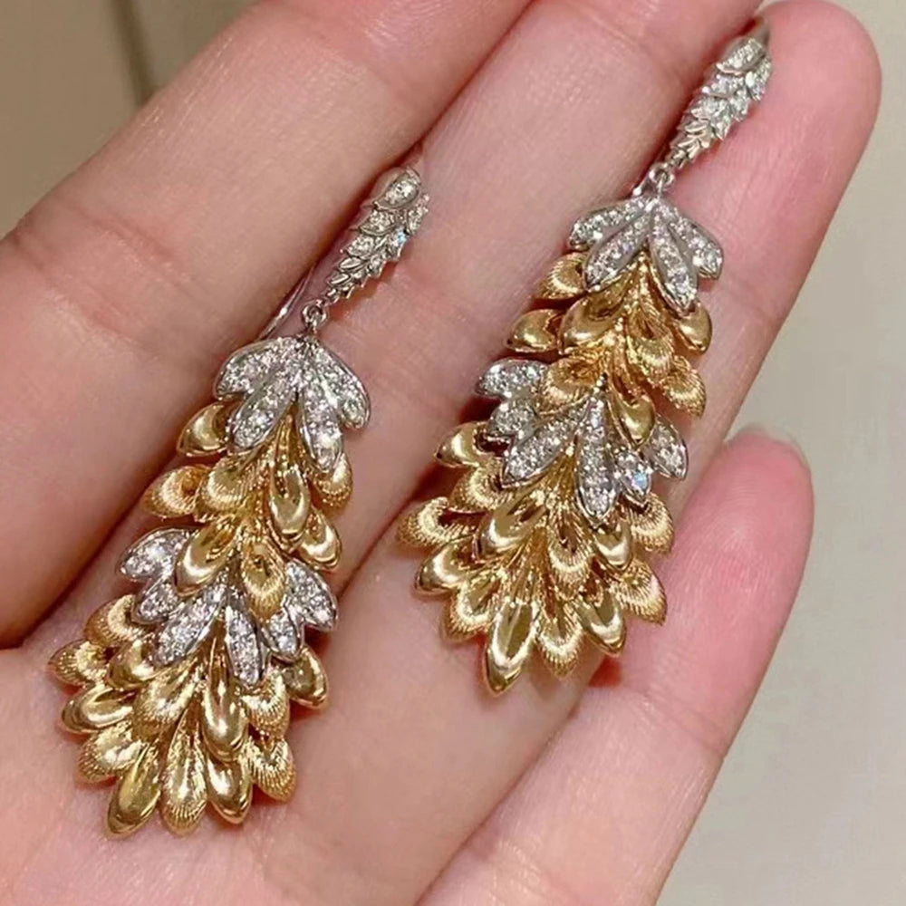 Wong Rain 18K Gold Plated 925 Sterling Silver Sparkling Lab Sapphire Gemstone Vintage Drop Earrings Fine Jewelry For Women Gifts