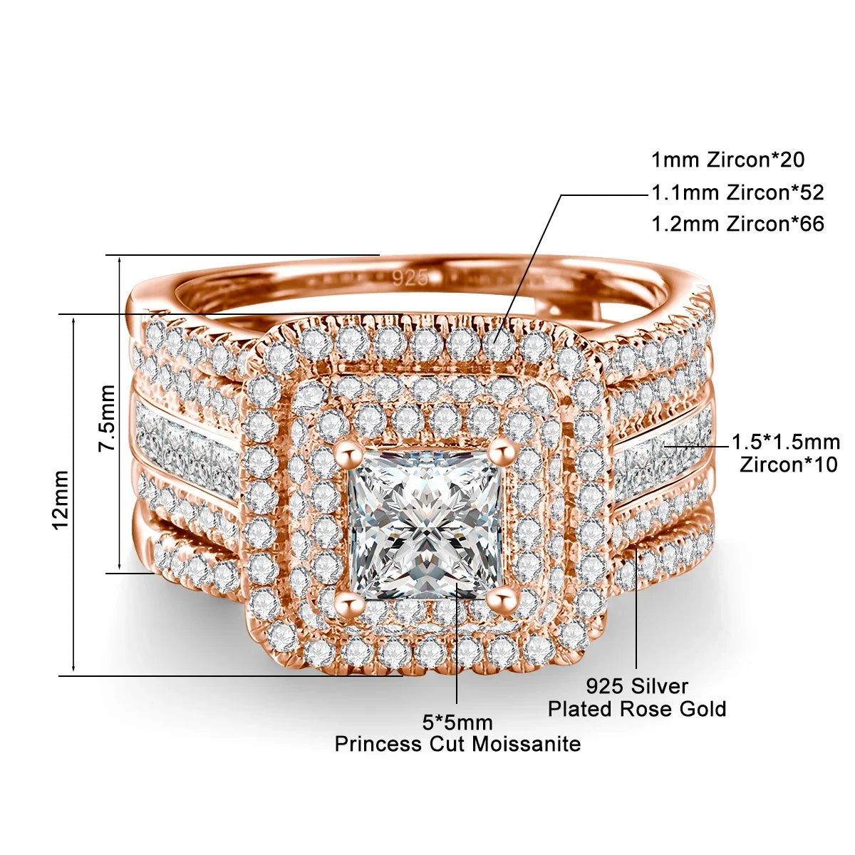 2PCS Moissanite Rings Set Certificate For Wedding 100% Silver 925 Luxury Brand Designer Engagement Jewelry For Women Wholesale
