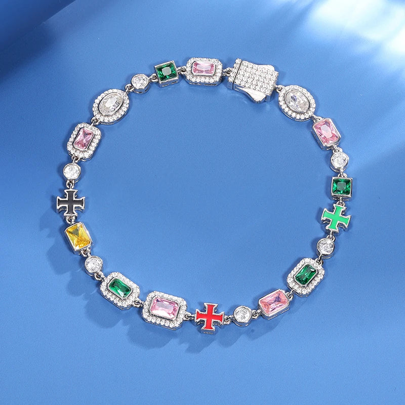 2024 Trend Colored Square Stone Choker Necklace for Women Girls Colorful Chain For Men Couple Jewelry 7mm/10mm Male Female Gifts