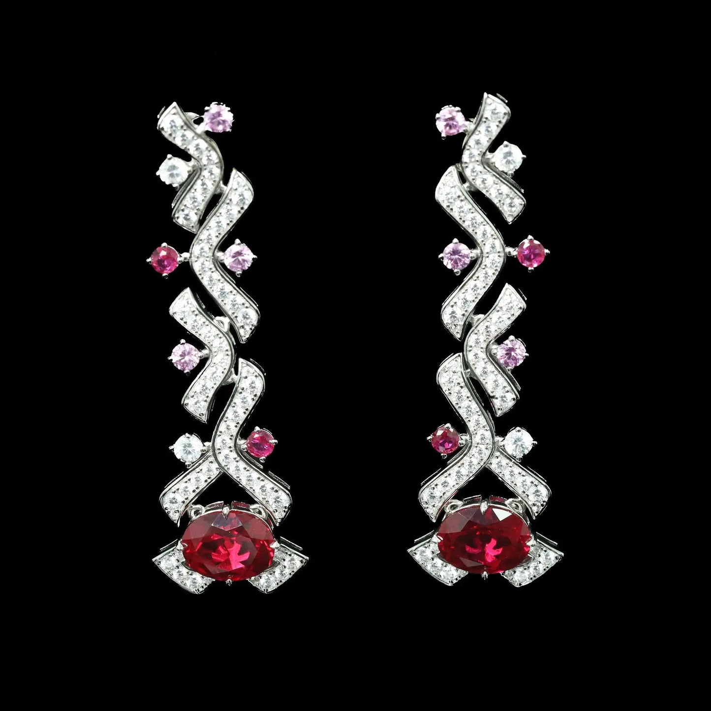 WUIHA Vintage 925 Sterling Silver Lab Sapphire High Carbon Diamond Ruby Wedding Engagement Drop Dangle Earrings Fine Jewelry