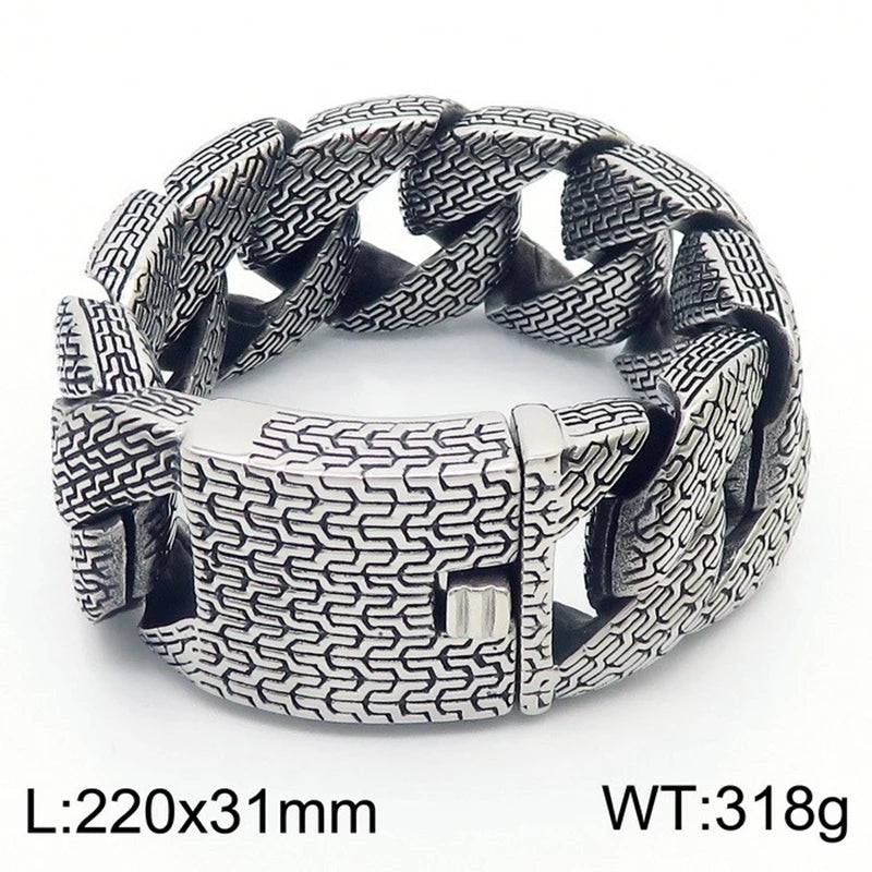31/21MM Wide High Quality Thick Bracelet Choker Men Punk Stainless Steel Wheel Bracelet Domineering Personality Charm Jewelry