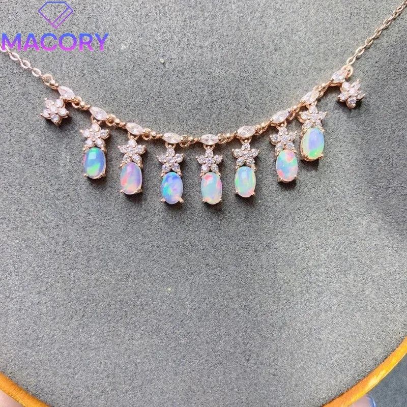 925 sterling silver natural Opal female necklace free shipping sterling silver jewelry certification original pendant