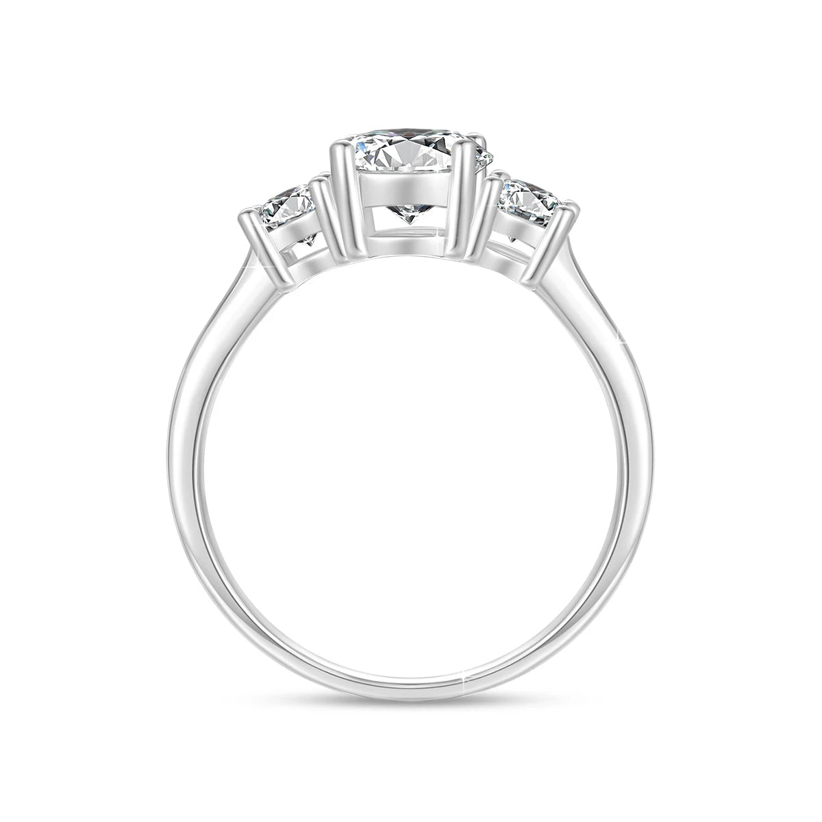 Real 14K 18K Gold Hollow VVS1 Round 1.6ctw Moissanite 3-Stone Ring AU750 Jewelry Certified for Women Wedding Engagement Gift