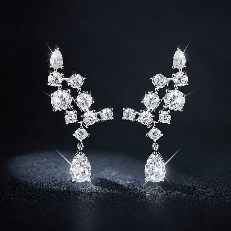 6.1cttw Luxury Full Moissanite Drop Earrings for Women 925 Sterling Silver D Color Sparkling Pear Cut Diamond Wedding Jewely GRA