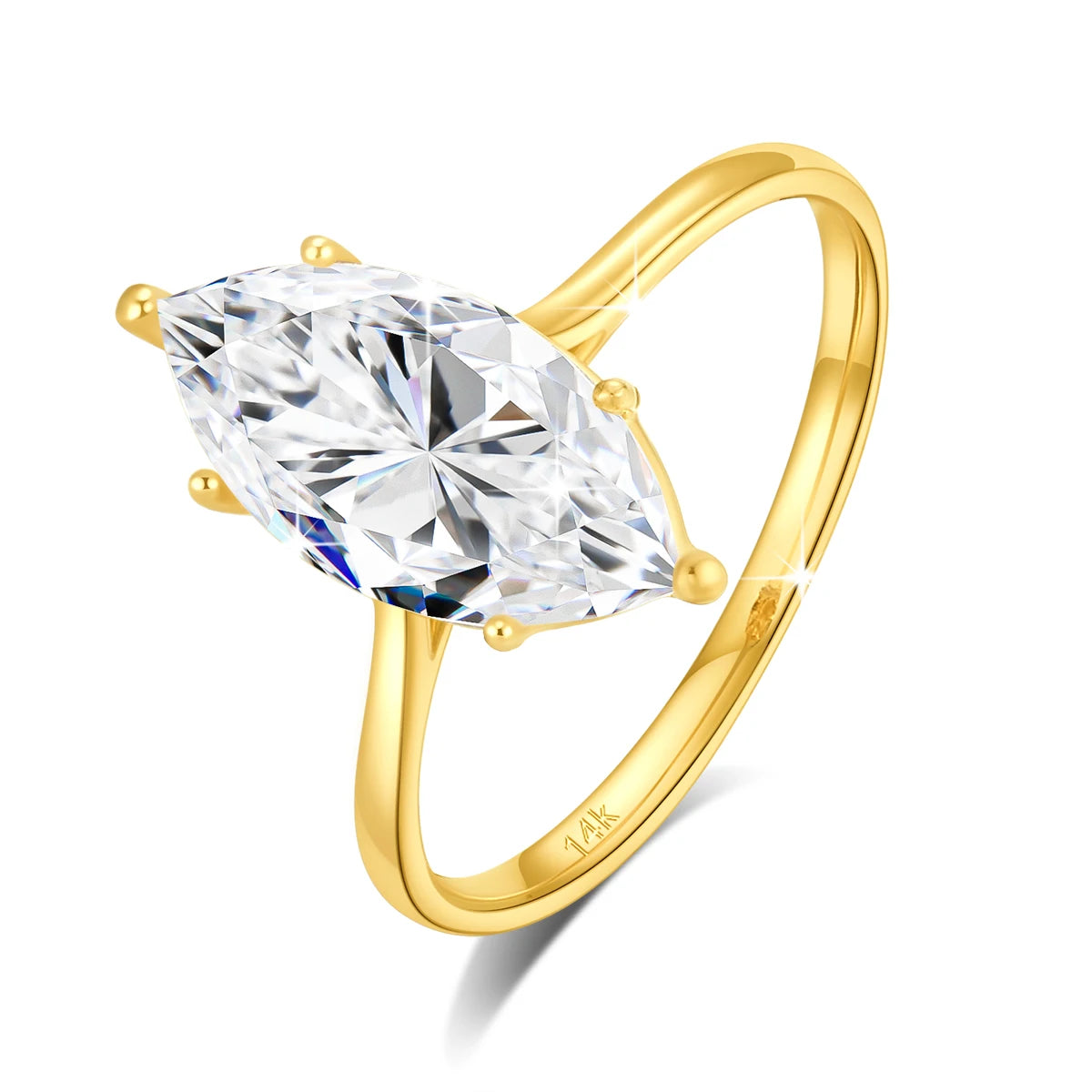 14K Gold Moissanite Diamond Rings for Women Marquise Cut 3CT VVS1 Au585 Luxury Jewelry for Engagement Wedding Christmas Gifts