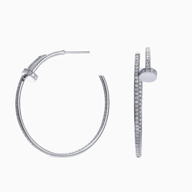 2025 New Moissanite Earrings 18K White Gold Plated Real 925 Sterling Silver Hoop Earrings for Women D Color VVS1 Fine Jewelry