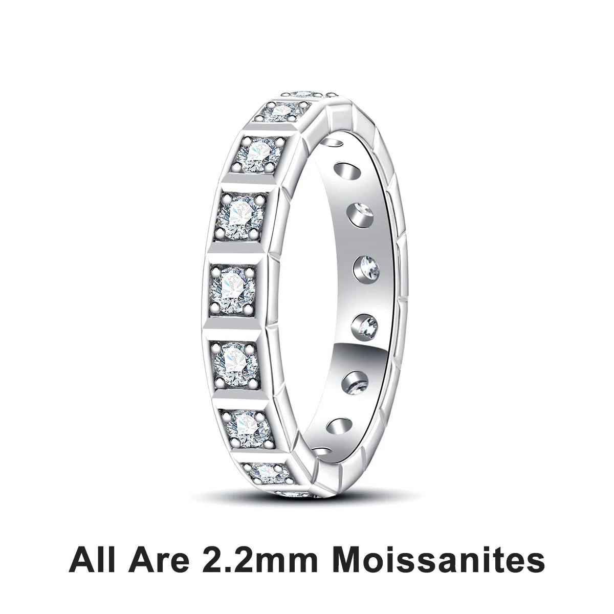 AnuJewel 2.2mm D Color Moissanite Princess Eternity Band Ring 925 Sterling Silver Wedding Band For Women Jewelry Wholesale