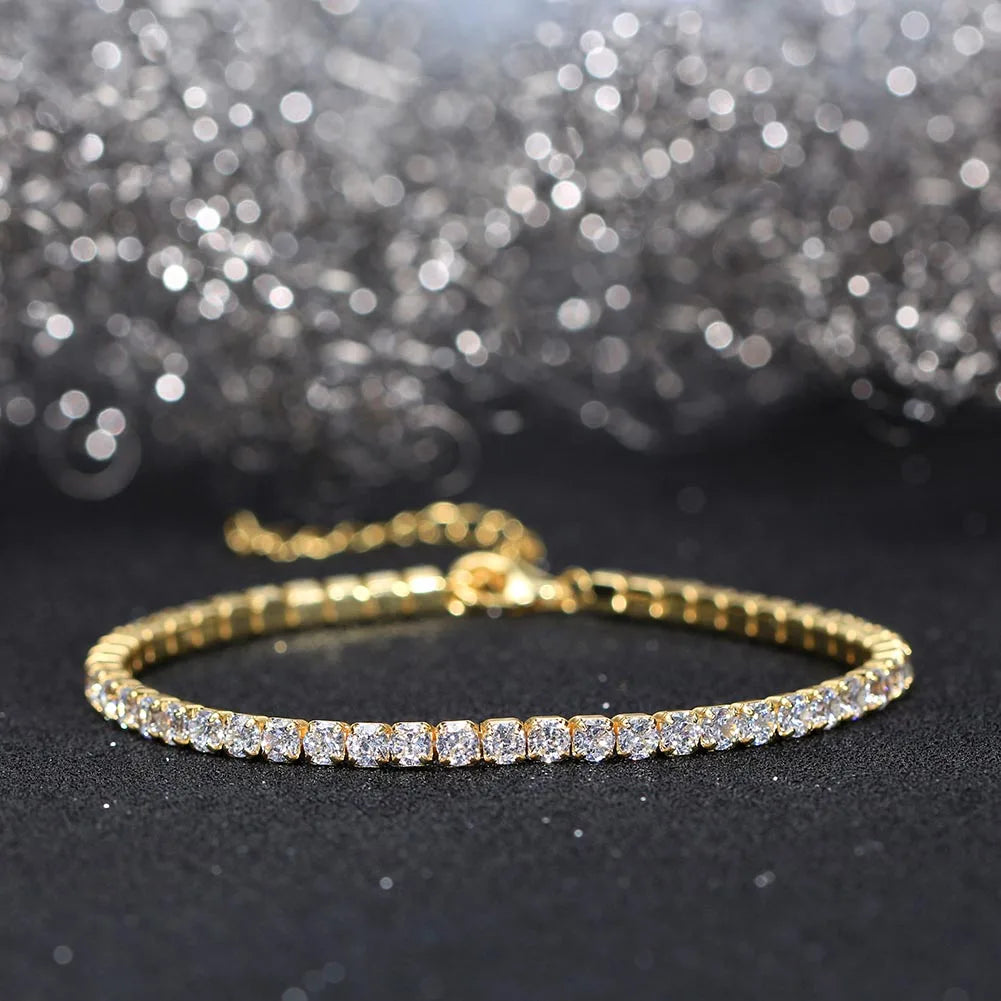 ORSA JEWELS 925 Sterling Silver Brilliant Tennis Bracelet 3.0mm Bezel Setting CZ for WomenChain Bracelet Luxury Jewelry SB192