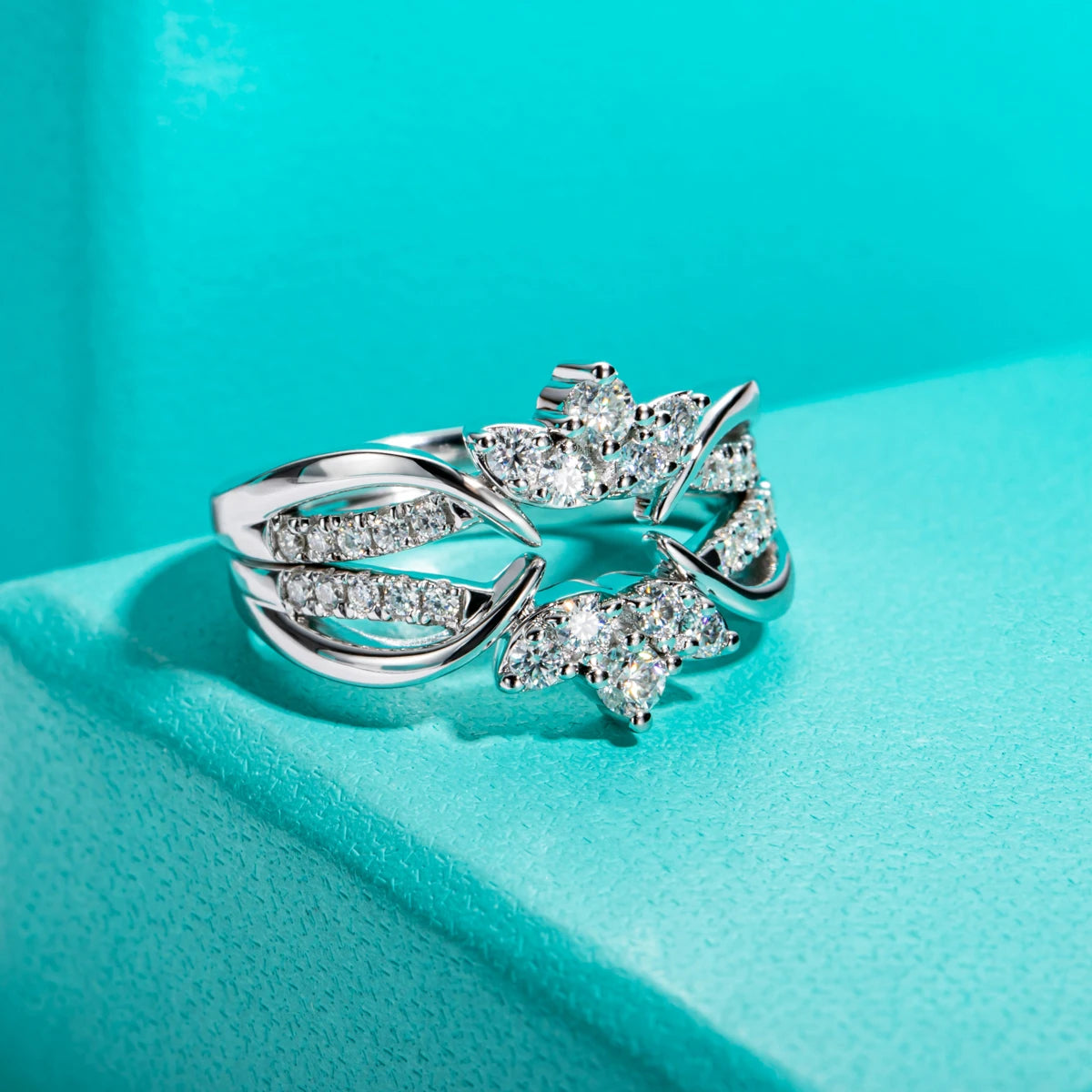 AnuJewel Moissanite Wedding Band Set 925 Sterling Silver D Color Lab Created Diamond Crown Bridal Ring Set For Women Jewelry