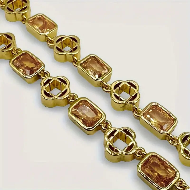 7MM Colourful Zirconia Necklace Iced Out Gemstone Chain For Men And Women Hip Hop Jewelry Ideal Choice for Father's Day Gifts