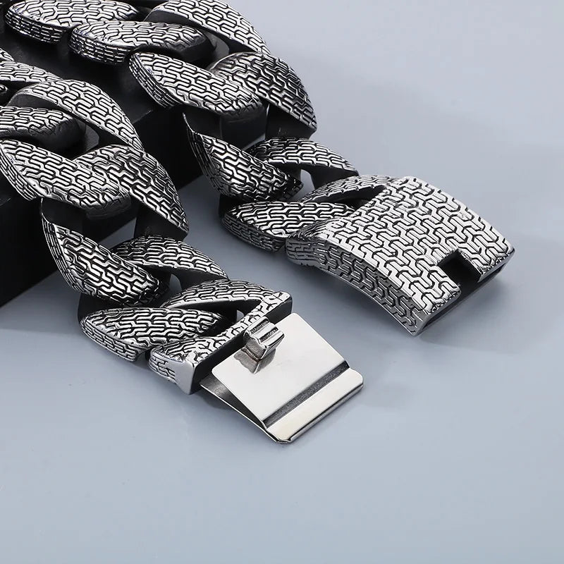 31/21MM Wide High Quality Thick Bracelet Choker Men Punk Stainless Steel Wheel Bracelet Domineering Personality Charm Jewelry
