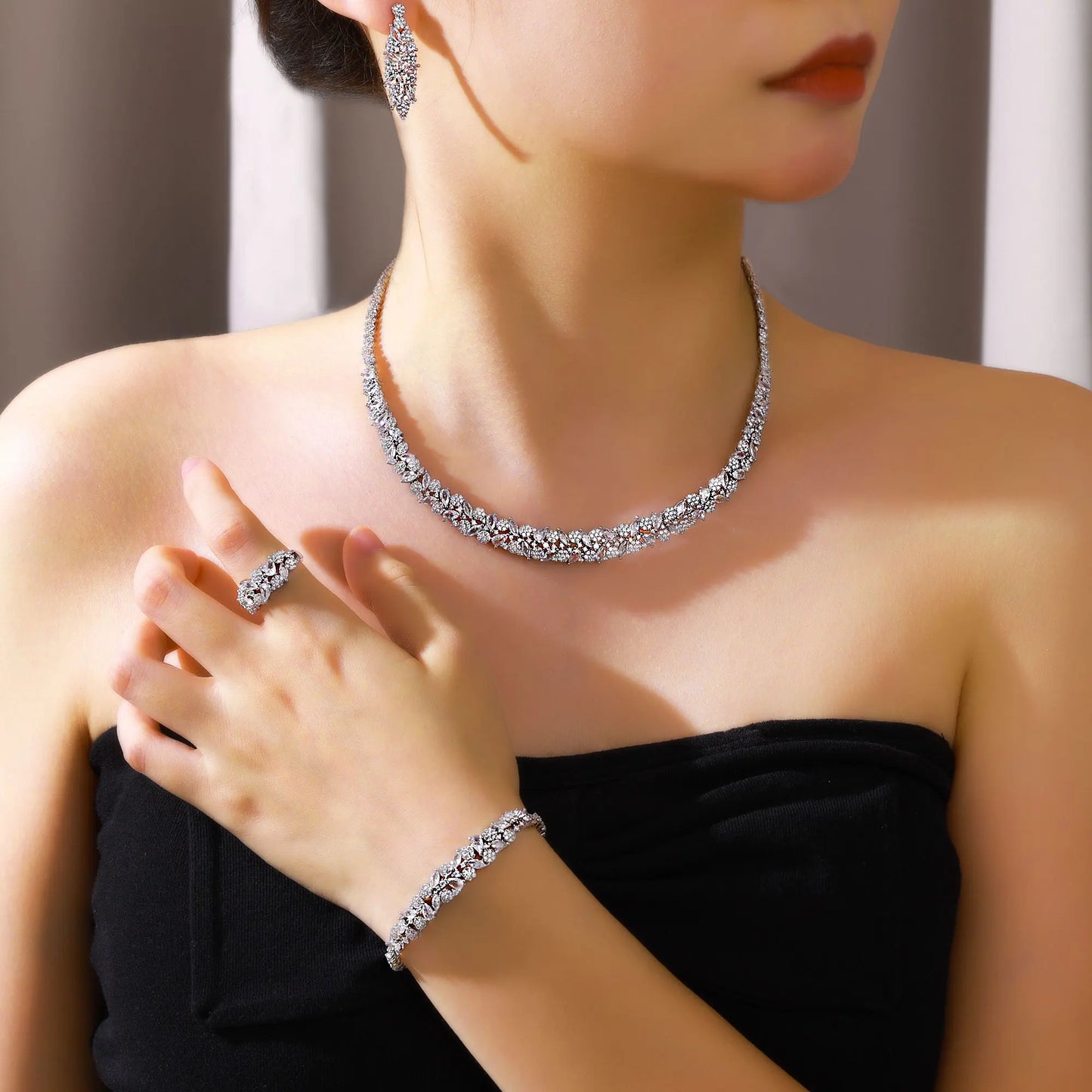 2023 Hot Selling 4-Piece Jewelry Set Cubic Zirconia for Women's Wedding Party Wedding Accessories Dubai, Saudi Arabia