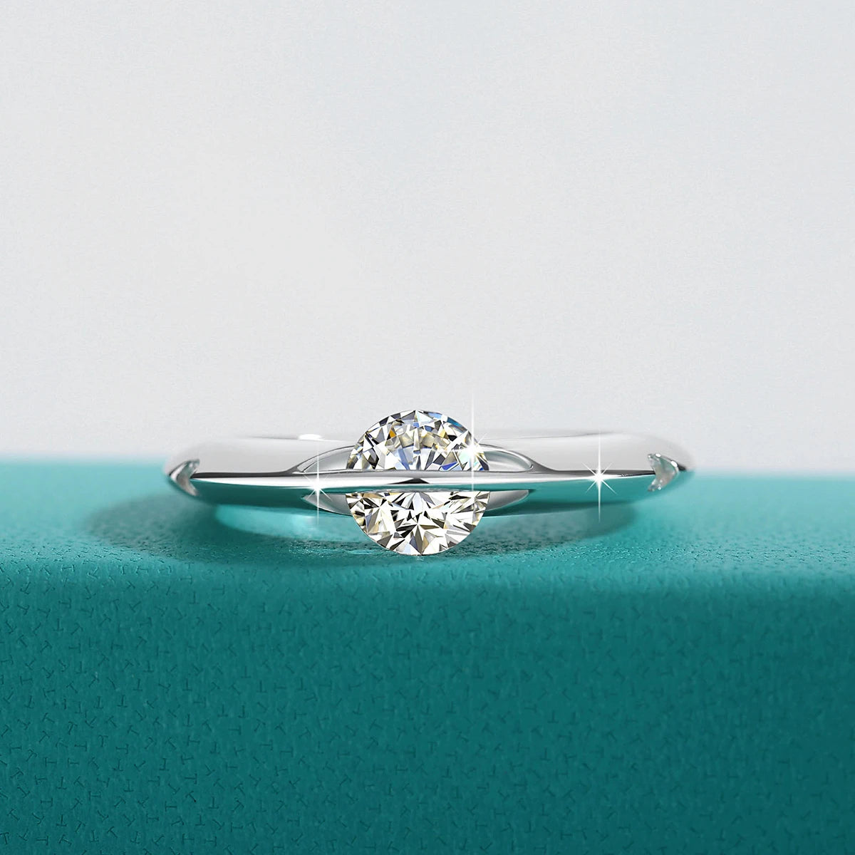 Rotate Moissanite Rings for Women Solid S925 Silver Solitaire Classic Band for Engagement Christmas Planet Ring