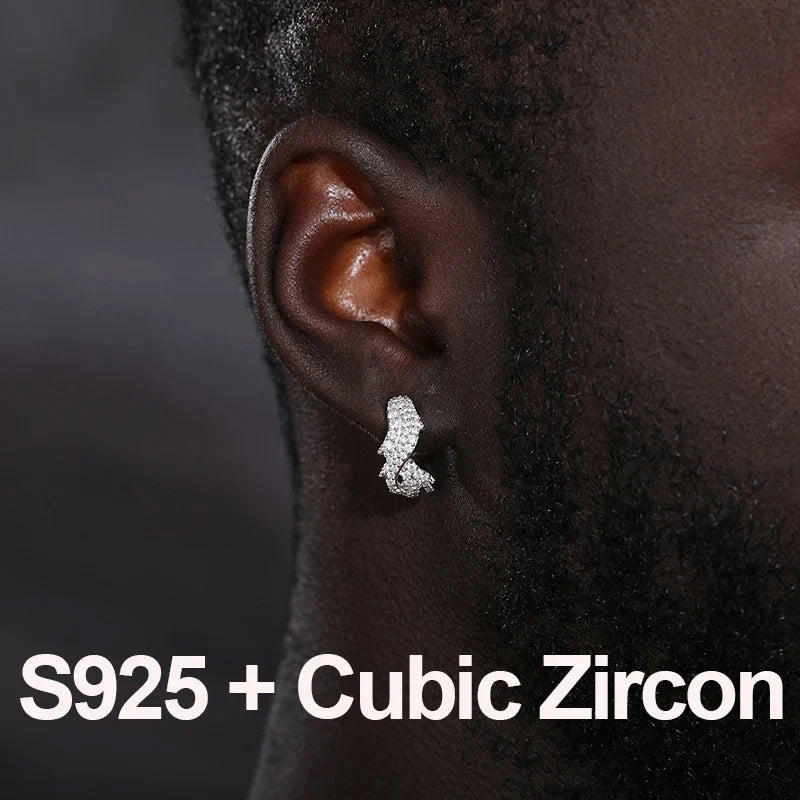1pcs S925 Moissanite Thorns Circle Clip Earrings For Men No Pierced Iced Out Hip Hop Jewelry Male Rock Party Gift 2024 Trending
