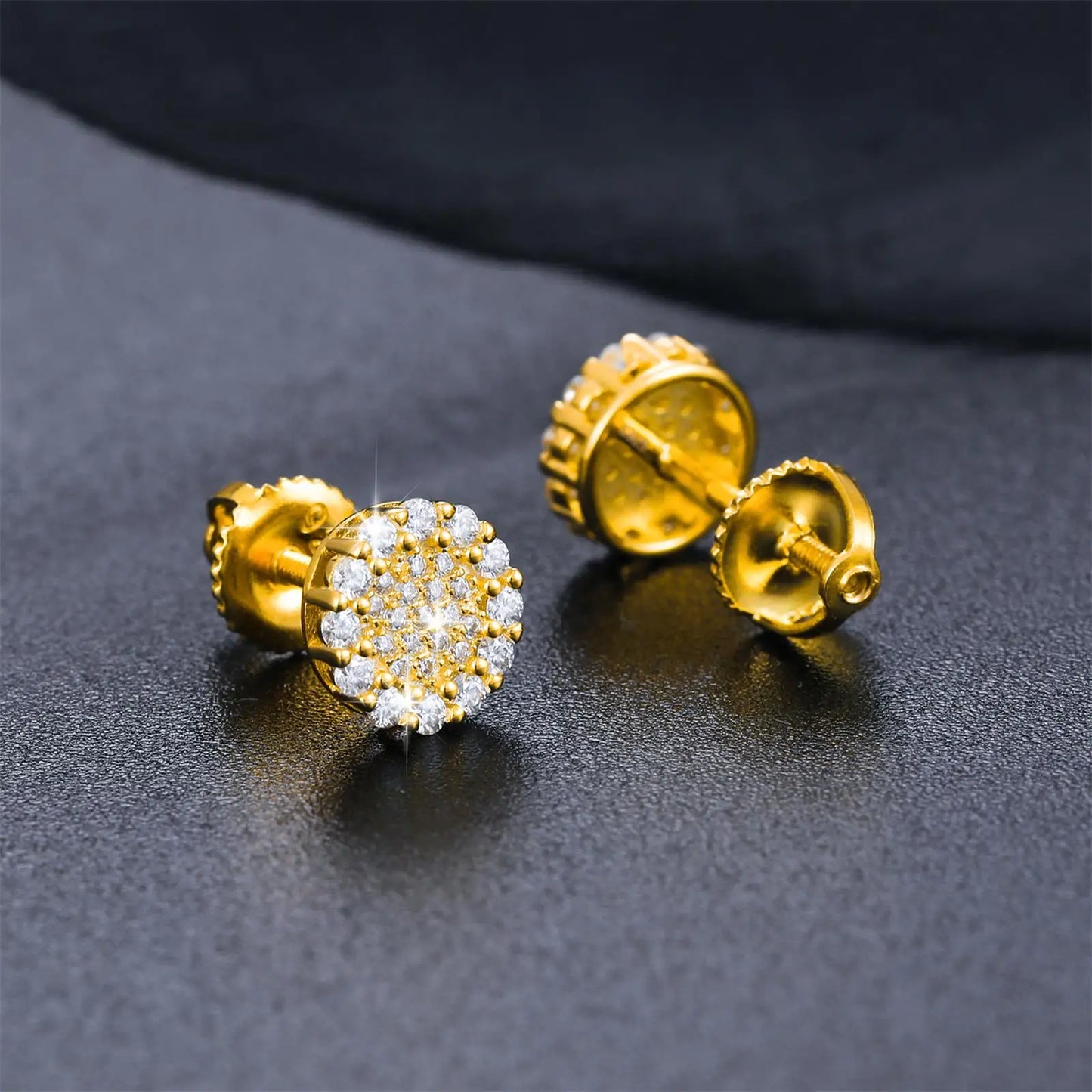 Real 925 Sterling Silver Round Cut D Color Moissanite Diamond Halo Stud Earrings For Women Hip Hop Jewelry Passed Diamond Test