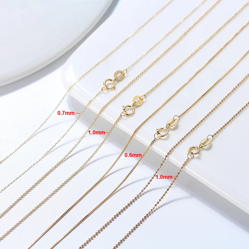 ORSA JEWELS Real 10K Solid Yellow/White/Rose Gold 0.7mm Diamond Cut Cable Chain Necklace for Women AU417 Neck Chain Jewelry FC01