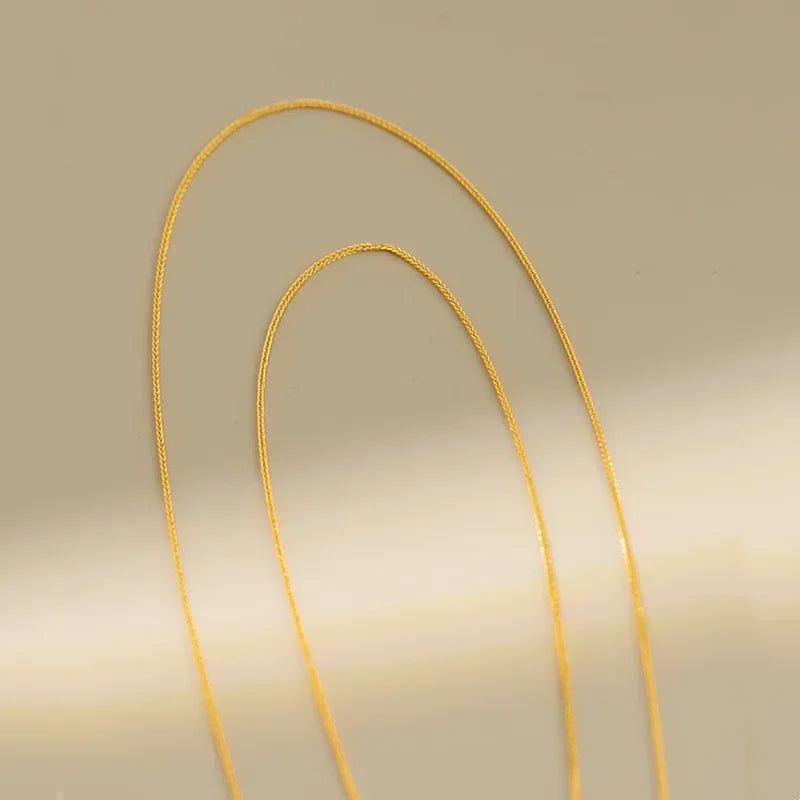 18k Gold Necklace Chopin Chain Au750 Steel Stamp 100% Genuine for Women Anniversary Gift Trendy Jewelry Suitable for Pendants