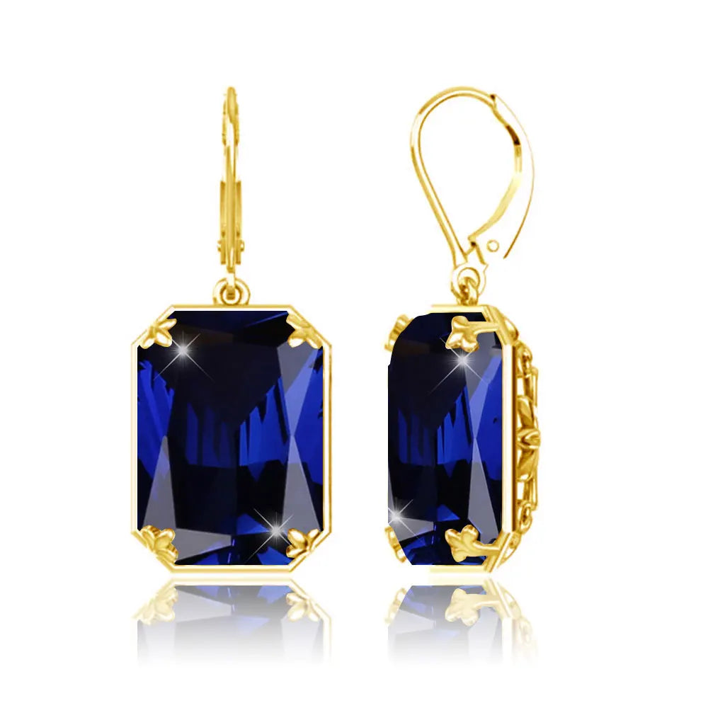 Real Silver 925 Earring For Women Trend Aquamarine Earrings Gold Plated Anniversary Party Banquet Luxury Fine Jewelry Accessorie