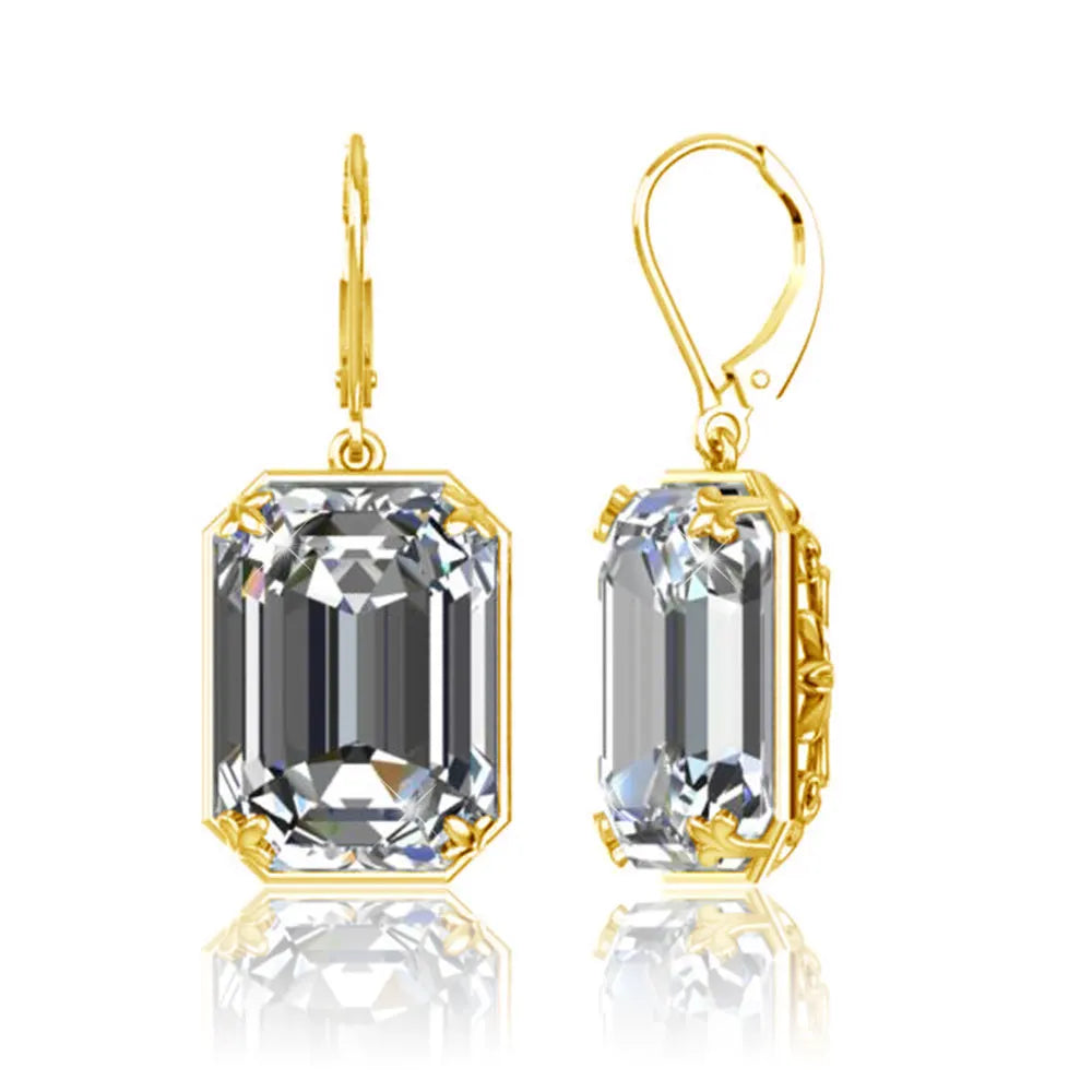 Real Silver 925 Earring For Women Trend Aquamarine Earrings Gold Plated Anniversary Party Banquet Luxury Fine Jewelry Accessorie