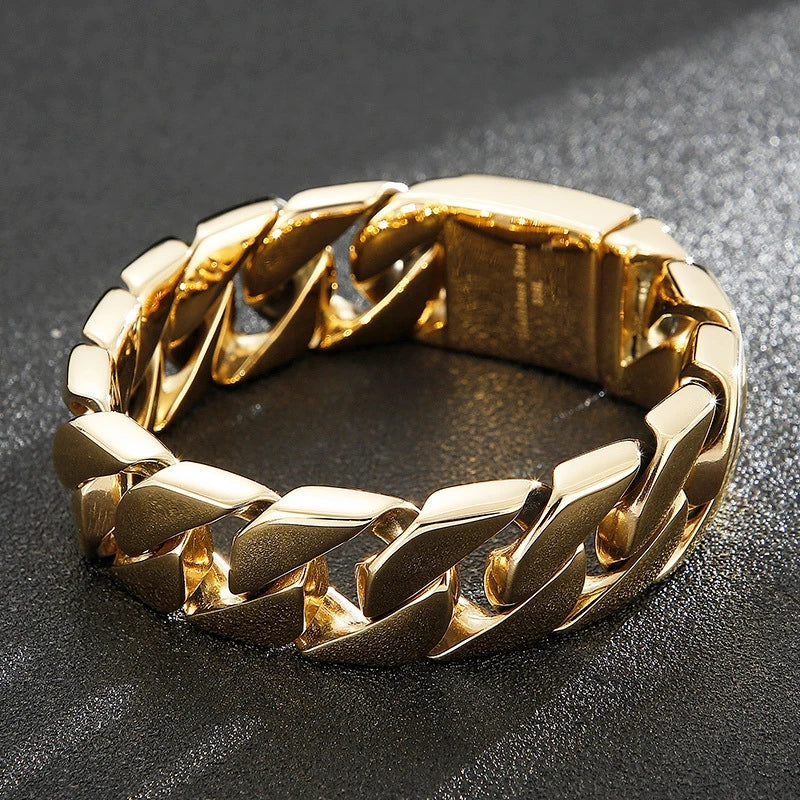 20MM Cuban chain Thick Bracelet for Men Punk Stainless Steel Black/Gold Color Heavy Bracelet Personalized Party Gift Jewelry