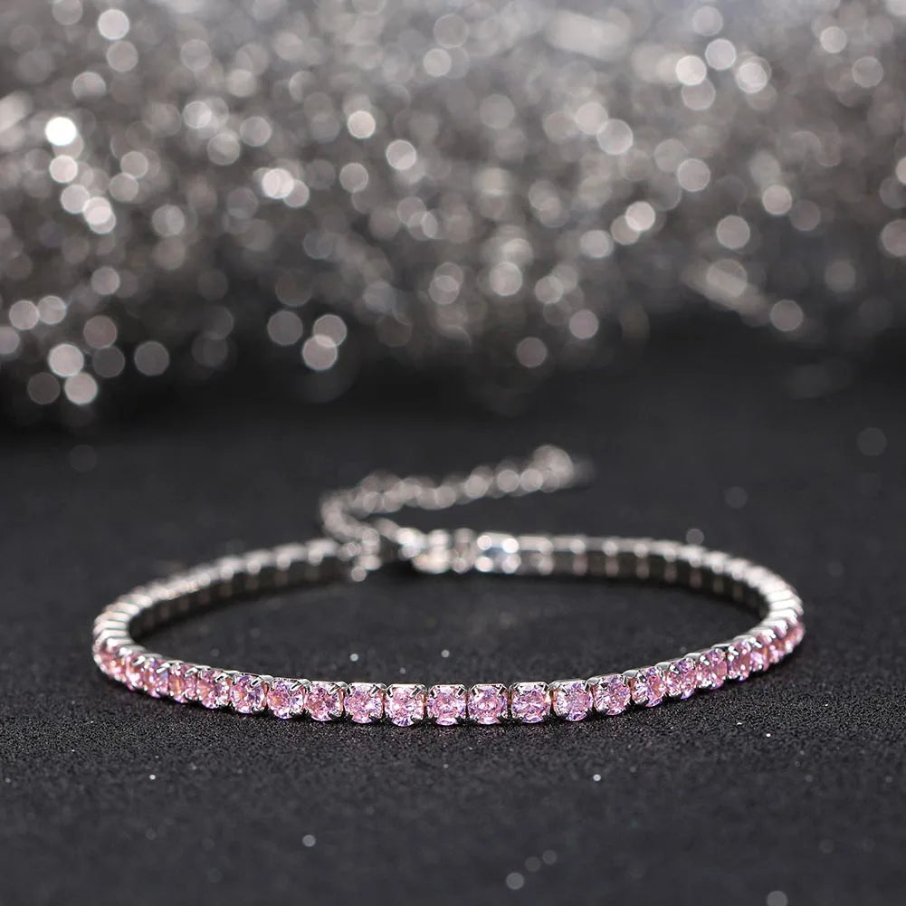 ORSA JEWELS 925 Sterling Silver Brilliant Tennis Bracelet 3.0mm Bezel Setting CZ for WomenChain Bracelet Luxury Jewelry SB192