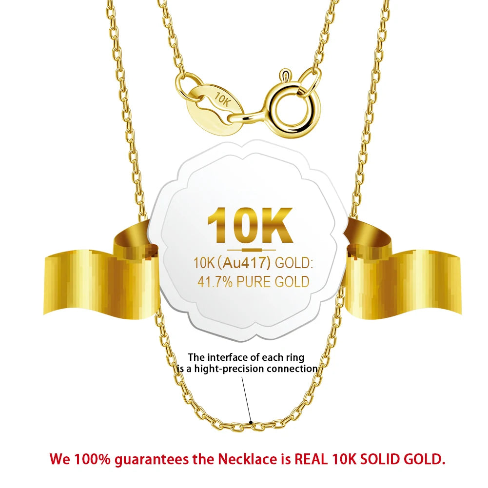 ORSA JEWELS Real 10K Solid Yellow/White/Rose Gold 0.7mm Diamond Cut Cable Chain Necklace for Women AU417 Neck Chain Jewelry FC01