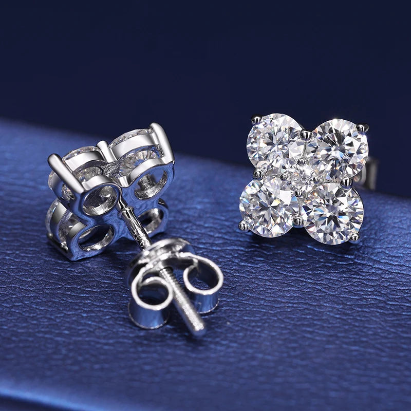 2.48ctw Moissanite Stud Earrings for Women Men Screw Back Lab Grown Diamond Ear Studs 925 Sterling Silver Fine Jewelry Gifts