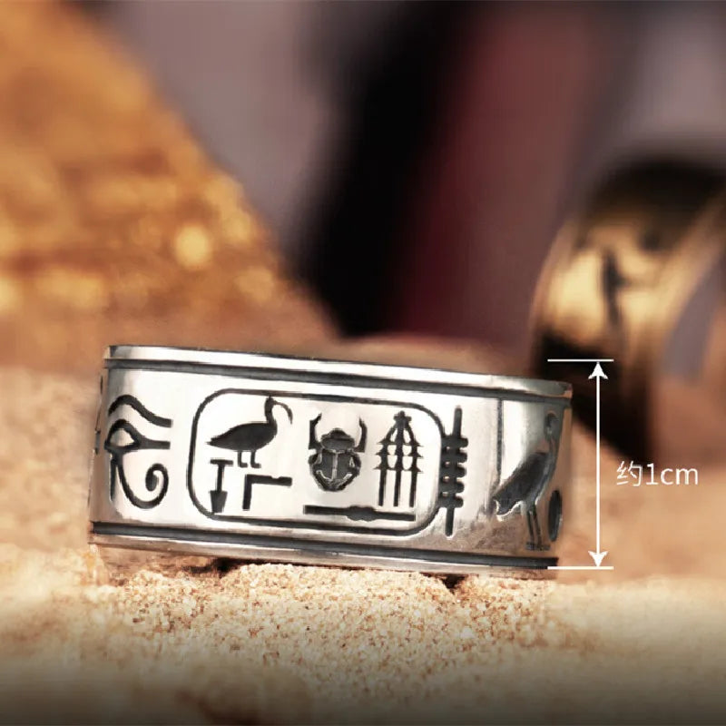 BOCAI S925 Sterling Silver Rings New Fashion the Gods of Egyptian Totem Argentum Punk Domineering Hand Jewelry for Men