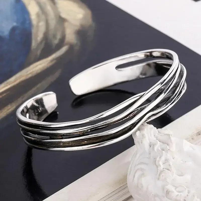 Silver Plated Turquoise Feather Wings Open Bracelet Men\'s Domineering Cuff Bangles Women\'s Fashion Party Jewelry Gift