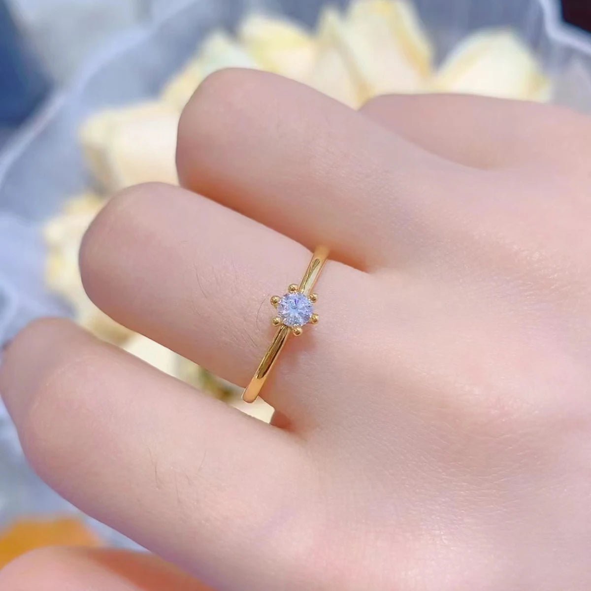 Real 18K Gold Ring AU750 with Moissanite D Color VVS1 Diamond rings for Women Wedding Engagement Anniversary Gift Fine Jewelry