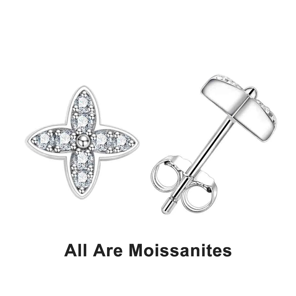 AnuJewel 1.5mm D Color Moissanite Diamond 925 Sterling Silver With Cer Classic Cross Stud Earrings For Woman Jewelry Wholesale