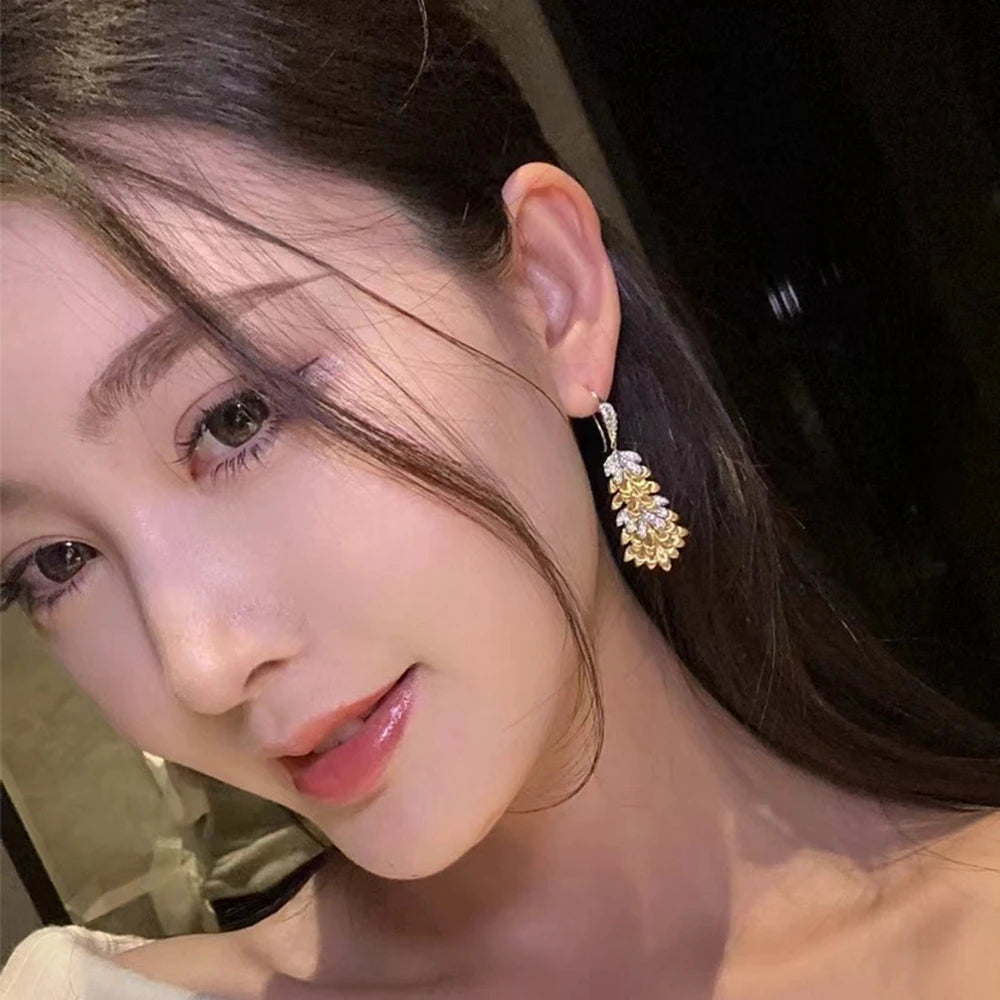 Wong Rain 18K Gold Plated 925 Sterling Silver Sparkling Lab Sapphire Gemstone Vintage Drop Earrings Fine Jewelry For Women Gifts